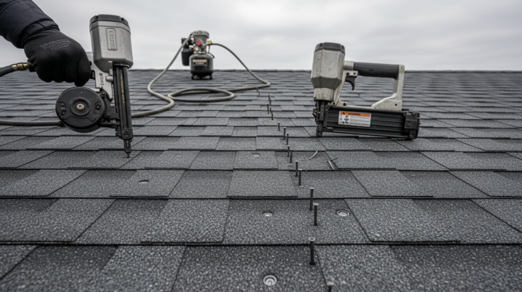 Can You Use a Siding Nailer for Roofing? The Mistake That Ruins Roofs Early. Many homeowners believe a nail gun is a nail gun. They assume that a siding nailer can drive roofing nails as effectively as a roofing nailer. This misconception leads to premature roof failure, particularly under New Hampshire’s nor’easter winds and Northern Massachusetts’s sleet-laden skies. If you live around Nashua, Manchester, Bedford, or Concord, understanding this mistake can save you from leaks that turn into expensive repairs. Problem: The Wrong Tool for the Job When you pick up a siding nailer for roofing tasks, you’re setting yourself up for trouble. When you ignore the subtle differences between tools, you risk compromising the very layers that shield your home. Your roof is more than a cover—it’s your first defense against wind-driven rain in Londonderry and ice dams in Salem. Impact: Early Leaks, Warps, and Code Violations Water finds the smallest gaps. It seeps under misdriven nails, warping decks in Merrimack and causing shingles to lift in Hudson. What starts as a drip becomes a stain; a stain becomes rot. Municipal inspectors in Derry and Concord cite improper fasteners under the International Residential Code. The result? A voided warranty and a roof that fails far too soon. Mechanism: Why Siding Nailers Fall Short A roofing nailer is designed to drive ring-shank nails at consistent depth and angle, meeting manufacturer and code specifications. A siding nailer, by contrast, uses smooth-shank or clipped-head nails that rely on shear alone. That difference may seem subtle—until you feel the wind gust across your shingles. A roof nailed with the wrong tool is like a shield riddled with holes. Sensory hint: imagine the rattling of granules as an ice storm hammers your roof. You need nails that bite into wood and hold fast, not slip under pressure. A roofing nailer’s adjustable pressure (90–120 PSI), calibrated depth control, and dedicated magazine ensure each asphalt shingle stays anchored through cycles of freeze and thaw. Benefits: Why the Right Nailer Matters Contrast this with a roof installed using a siding nailer. Shingles shift. Granules shed. Wind catches and peels. The difference is striking: one roof stands firm, the other fails quietly, then suddenly. By choosing a true roofing nailer: You ensure code compliance and preserve manufacturer warranties. You achieve uniform nail placement—no over-setting, no under-setting. You minimize callbacks and emergency repairs, even after a Manchester hailstorm. You gain peace of mind, knowing your roof is built to face New England’s extremes. Outcome: A Roof That Stands the Test of New England Weather When the first flakes fall in Nashua or sleet lashes Merrimack, you want confidence—predictability in performance. A properly nailed roof resists uplift, seals out moisture, and ages gracefully. You avoid the emotional stress of ceiling stains, the frustration of contractor visits, the dread of insurance claims. Metaphorically, your roof becomes a fortress. Its backbone—the nails—holds strong. Its surface—the shingles—rests in place. The structure remains sound, season after season. FAQ Can I adjust a siding nailer to work like a roofing nailer? No. Even at lower pressure settings, a siding nailer’s magazine and nosepiece aren’t designed for roofing nails. The head style and shank profile differ, and there’s no reliable way to meet roofing codes with a siding nailer. What happens if I use roofing nails in a siding gun? You’ll face misfeeds, jams, and inconsistent depth. Without proper seating, nails either tear through shingles or sit proud, both leading to leaks and wind damage. Are roofing nailers more expensive to maintain? Not significantly. A quality roofing nailer requires periodic cleaning, oiling, and occasional part replacement. Compared to the cost of premature roof failure in Bedford or Derry, maintenance is minimal. How do I choose the right nails for asphalt shingles? Follow the shingle manufacturer’s specifications: typically 12- to 16-gauge, 1¼″–1⅜″ ring-shank nails with full-round or clipped heads. Always verify local code requirements in Salem or Concord. For homeowners in New Hampshire or Massachusetts looking to maintain a safe and reliable home exterior, the team at Revive Roofing & Siding remains available for guidance, inspections, and detailed evaluations. Website: reviveroofingandsidingllc.com Email: reviveroofingandsidingnh@gmail.com Phone: +1 (603) 560-5309